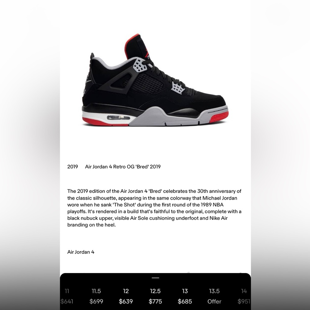 Air Jordan 4 Retro OG 'Bred'